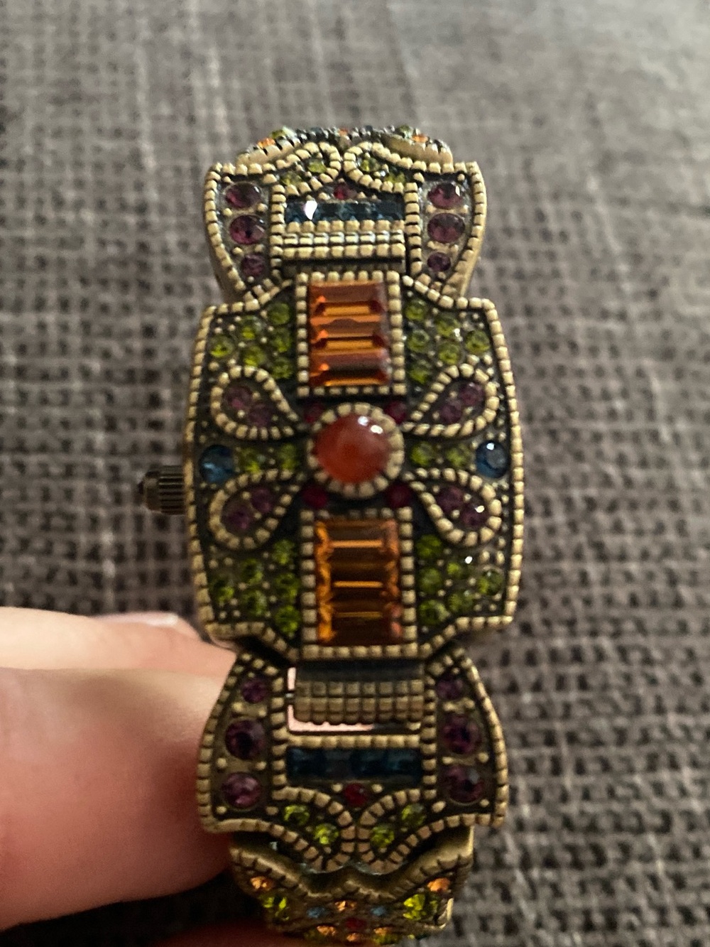 Heidi Daus Multicolor Crystal Bracelet Watch – Orange, Green, Purple, Blue, Red